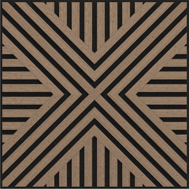 Mexen Linea 06 akustický nástěnný panel 60 x 60 cm (4ks), plsť 9 mm, technická dýha, Světlý ořech - S110-60607-06-047