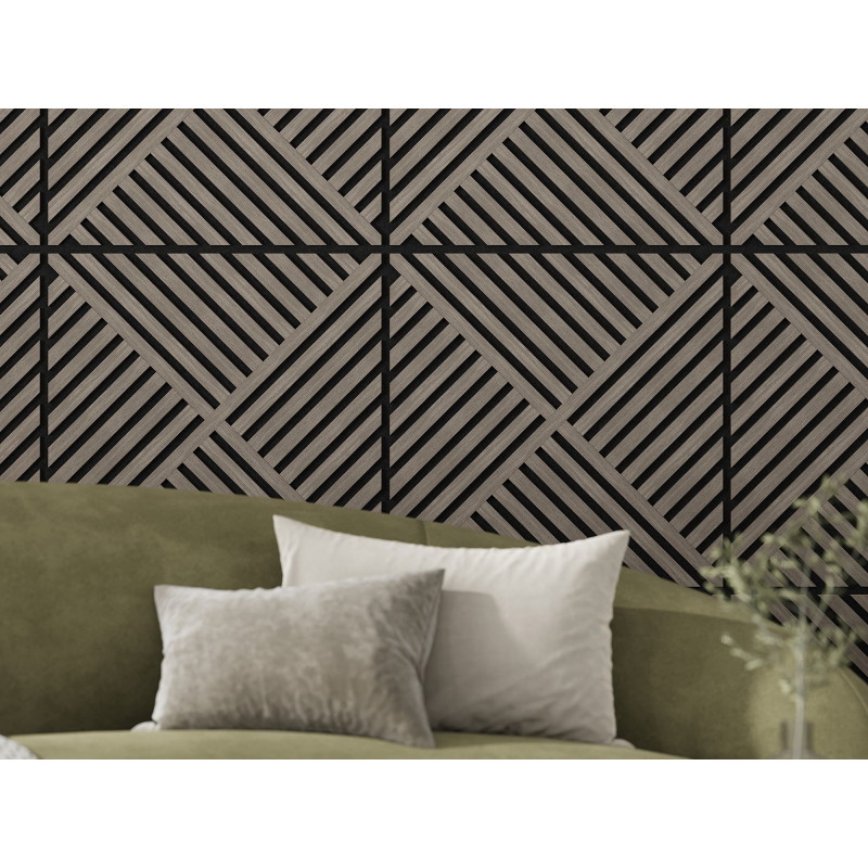 Mexen Linea 08 akustický nástěnný panel 60 x 60 cm (4 ks), plsť 9 mm, technická dýha, Šedý Dub - S110-60607-08-043