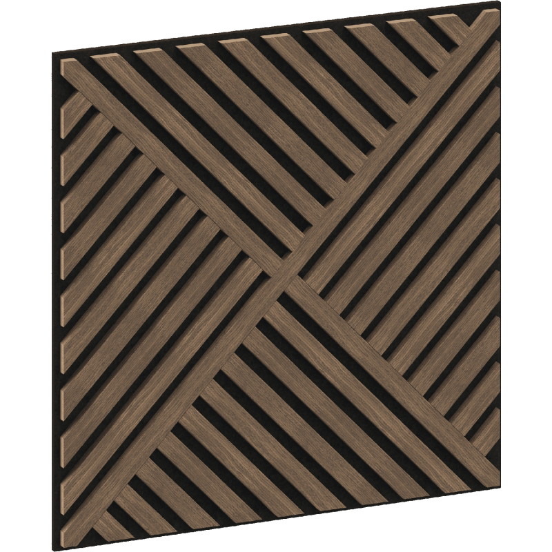 Mexen Linea 08 akustický stěnový panel 60 x 60 cm (4ks), plsť 9 mm, technická dýha, Tmavý ořech - S110-60607-08-044