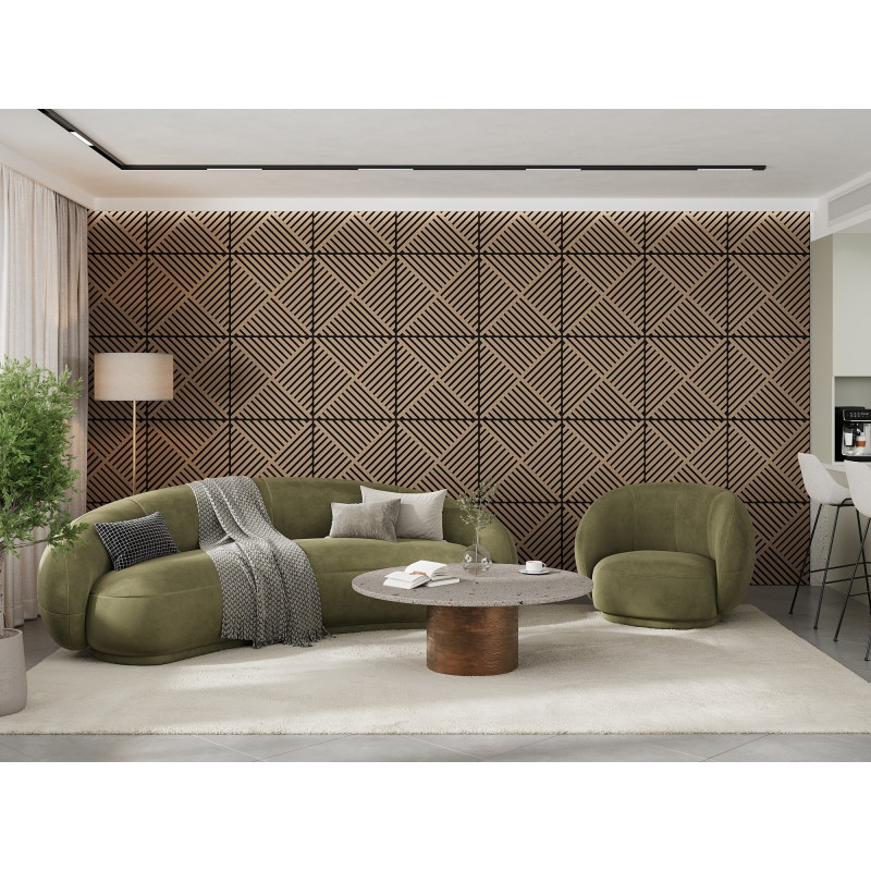 Mexen Linea 08 akustický nástěnný panel 60 x 60 cm (4 ks), plsť 9 mm, technická dýha, Světlý Ořech - S110-60607-08-047
