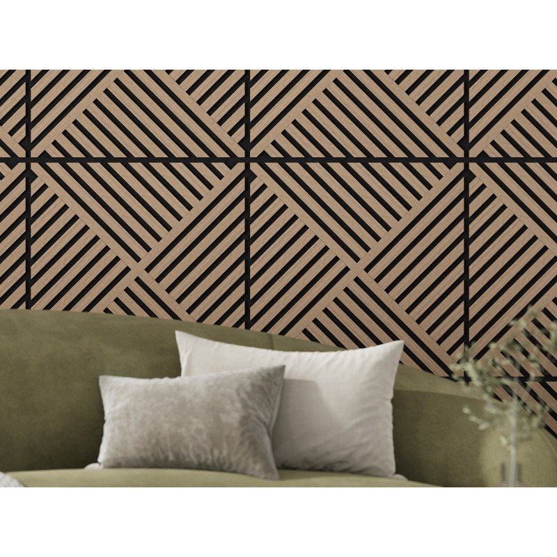 Mexen Linea 08 akustický nástěnný panel 60 x 60 cm (4 ks), plsť 9 mm, technická dýha, Světlý Ořech - S110-60607-08-047