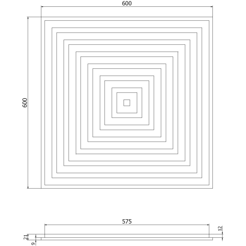 Mexen Linea 13 akustický nástěnný panel 60 x 60 cm (4 ks), plsť 9 mm, technická dýha, Šedý Dub - S110-60607-13-043