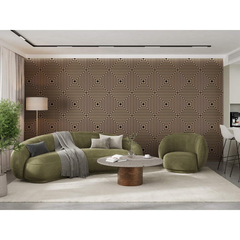 Mexen Linea 13 Akustický nástěnný panel 60 x 60 cm (4 ks), plsť 9 mm, technická dýha, Světlý ořech - S110-60607-13-047