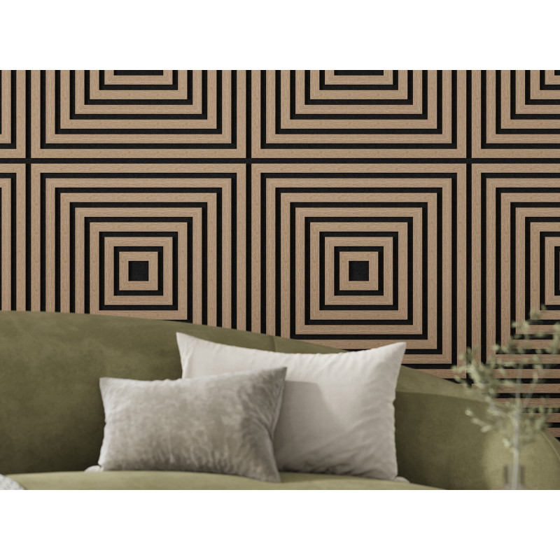 Mexen Linea 13 Akustický nástěnný panel 60 x 60 cm (4 ks), plsť 9 mm, technická dýha, Světlý ořech - S110-60607-13-047