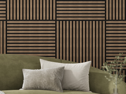 Mexen Linea 15 akustický nástěnný panel 60 x 60 cm (4ks), plsť 9 mm, technická dýha, Tmavý ořech - S110-60607-15-044