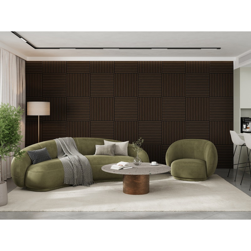 Mexen Linea 15 akustický nástěnný panel 60 x 60 cm (4 ks), plsť 9 mm, technická dýha, Dub Mocca - S110-60607-15-045