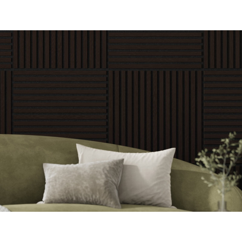 Mexen Linea 15 akustický nástěnný panel 60 x 60 cm (4 ks), plsť 9 mm, technická dýha, Černý Dub - S110-60607-15-046