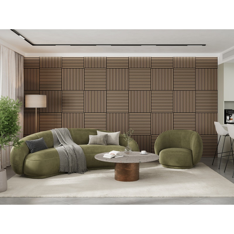Mexen Linea 15 akustický nástěnný panel 60 x 60 cm (4 ks), plsť 9 mm, technická dýha, Světlý Ořech - S110-60607-15-047