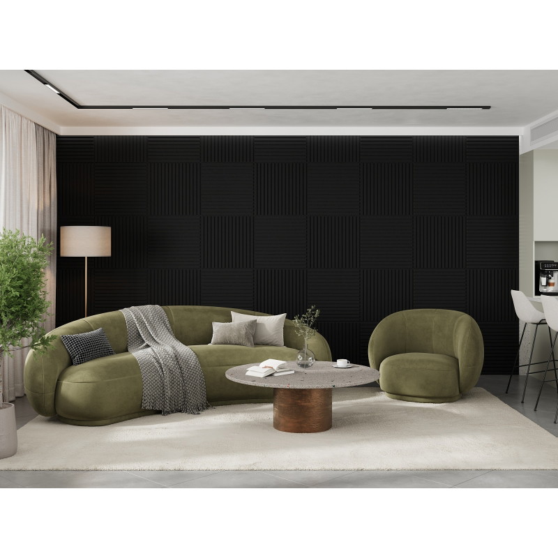Mexen Linea 15 akustický stěnový panel 60 x 60 cm (4ks), plst 9 mm, technologická dýha, Černý Mat - S110-60607-15-053