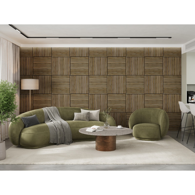 Mexen Linea 15 akustický nástěnný panel 60 x 60 cm (4 ks), plsť 9 mm, technická dýha, Medový Dub - S110-60607-15-066