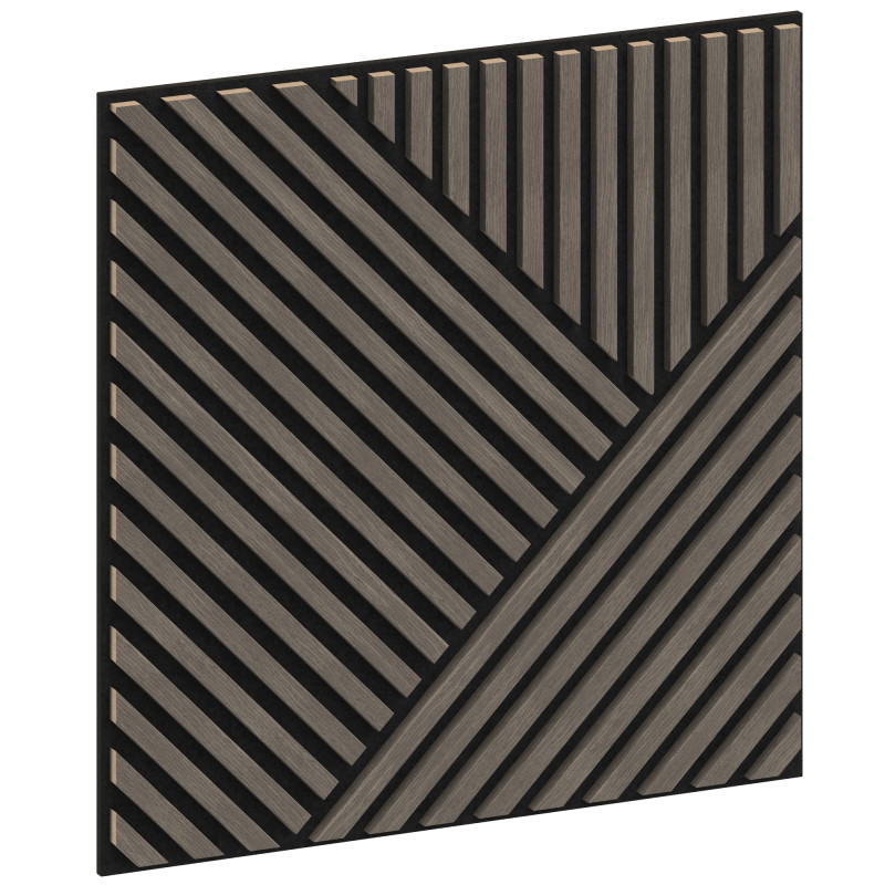 Mexen Linea 25 akustický nástěnný panel 60 x 60 cm (4ks), plst 9 mm, technická dýha, Šedý Dub - S110-60607-25-043