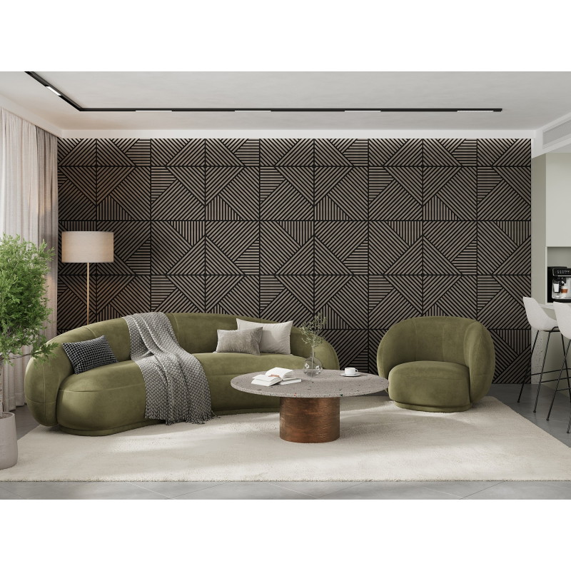 Mexen Linea 25 akustický nástěnný panel 60 x 60 cm (4ks), plst 9 mm, technická dýha, Šedý Dub - S110-60607-25-043