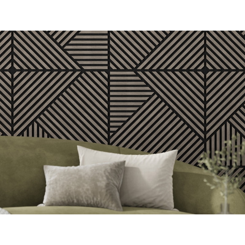 Mexen Linea 25 akustický nástěnný panel 60 x 60 cm (4ks), plst 9 mm, technická dýha, Šedý Dub - S110-60607-25-043