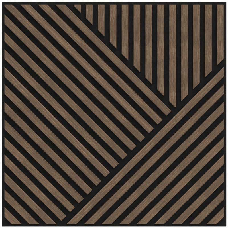 Mexen Linea 25 akustický nástěnný panel 60 x 60 cm (4ks), plsť 9 mm, technická dýha, Tmavý Ořech - S110-60607-25-044