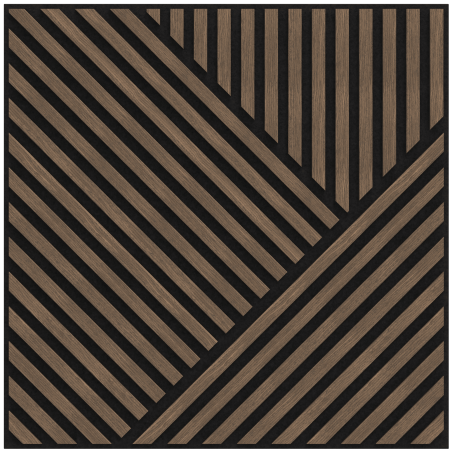 Mexen Linea 25 akustický nástěnný panel 60 x 60 cm (4ks), plsť 9 mm, technická dýha, Tmavý Ořech - S110-60607-25-044