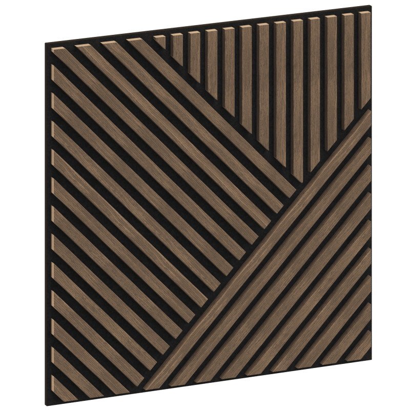 Mexen Linea 25 akustický nástěnný panel 60 x 60 cm (4ks), plsť 9 mm, technická dýha, Tmavý Ořech - S110-60607-25-044