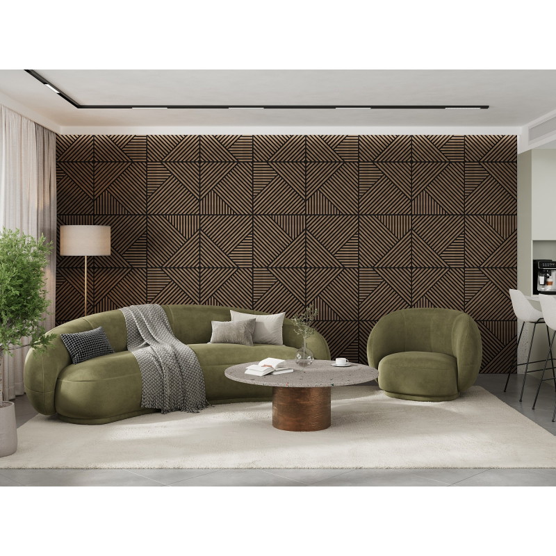 Mexen Linea 25 akustický nástěnný panel 60 x 60 cm (4ks), plsť 9 mm, technická dýha, Tmavý Ořech - S110-60607-25-044