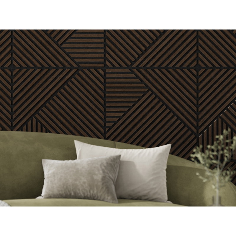 Mexen Linea 25 akustický nástěnný panel 60 x 60 cm (4ks), plsť 9 mm, technická dýha, Dub Mocca - S110-60607-25-045
