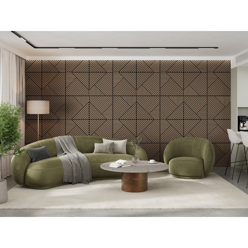 Mexen Linea 25 akustický stěnový panel 60 x 60 cm (4 ks), 9 mm plsť, technická dýha, Světlý Ořech - S110-60607-25-047