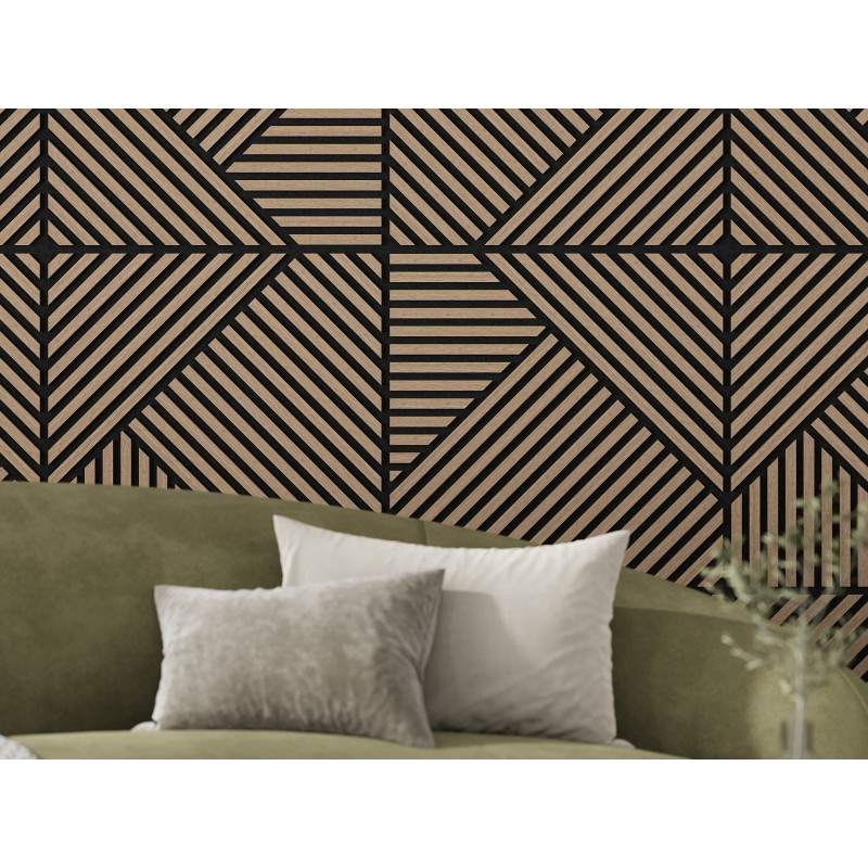 Mexen Linea 25 akustický stěnový panel 60 x 60 cm (4 ks), 9 mm plsť, technická dýha, Světlý Ořech - S110-60607-25-047