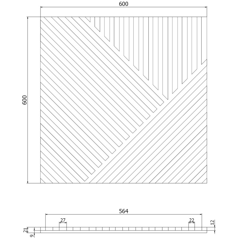 Mexen Linea 25 akustický stěnový panel 60 x 60 cm (4 ks), 9 mm plsť, technická dýha, Světlý Ořech - S110-60607-25-047