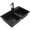 Mexen Tomas granitový dřez 2-komorový s kuchyňskou baterií Rita, černý - 6516-77-670300-70-B