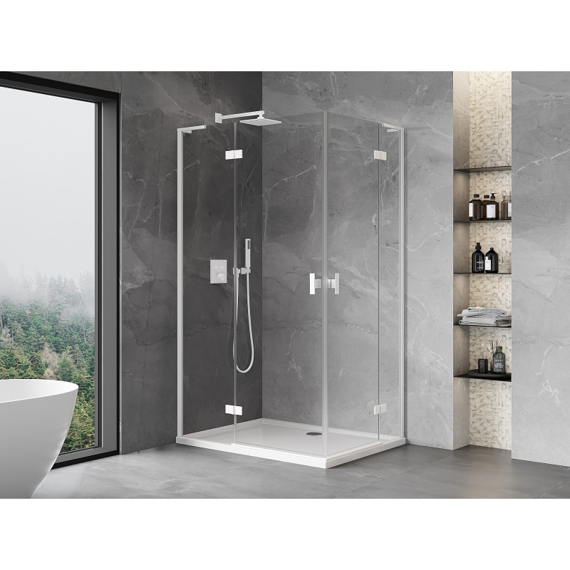 Mexen Mist-H L Duo sprchový kout s otočnými dveřmi levý 100 x 70 cm, průhledný, bílý - 8A5L-100L-070P-20-00