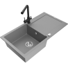 Mexen Leo granitový dřez 1-komorový s odkapávačem a kuchyňskou baterií Duero, šedá - 6501-71-671600-70
