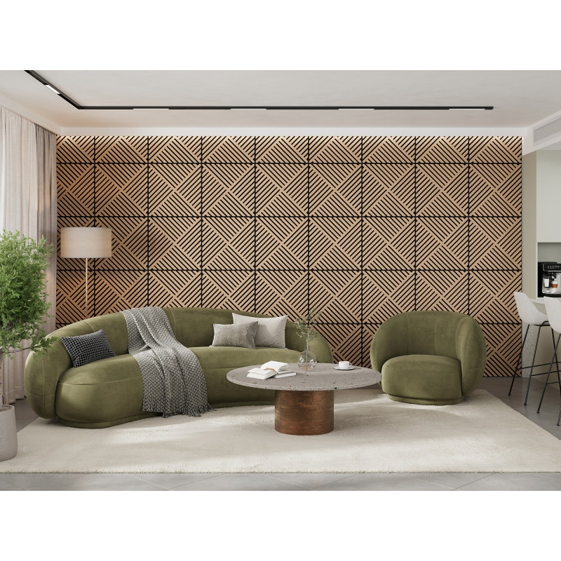 Mexen Linea 08 akustický nástěnný panel 60 x 60 cm (4 ks), plsť 9 mm, technická dýha, bělený dub - S110-60607-08-040