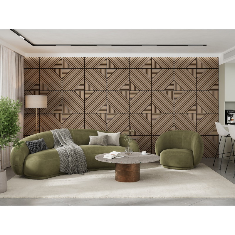 Mexen Linea 26 akustický stěnový panel 60 x 60 cm (4ks), plsť 9 mm, technická dýha, světle ořechový - S110-60607-26-047