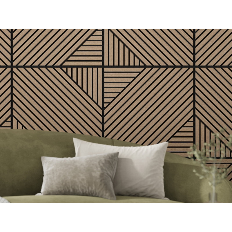 Mexen Linea 26 akustický stěnový panel 60 x 60 cm (4ks), plsť 9 mm, technická dýha, světle ořechový - S110-60607-26-047