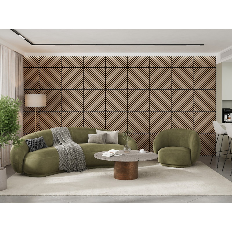 Mexen Linea 39 akustický nástěnný panel 60 x 60 cm (4ks), plsť 9 mm, technická dýha, bělený dub - S110-60607-39-040