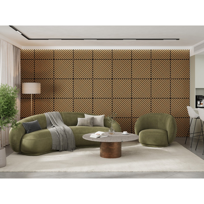 Mexen Linea 39 akustický nástěnný panel 60 x 60 cm (4 ks), plsť 9 mm, technická dýha, Dub Classic - S110-60607-39-041