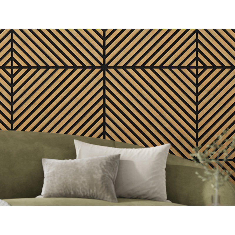 Mexen Linea 39 akustický nástěnný panel 60 x 60 cm (4 ks), plsť 9 mm, technická dýha, Dub Classic - S110-60607-39-041