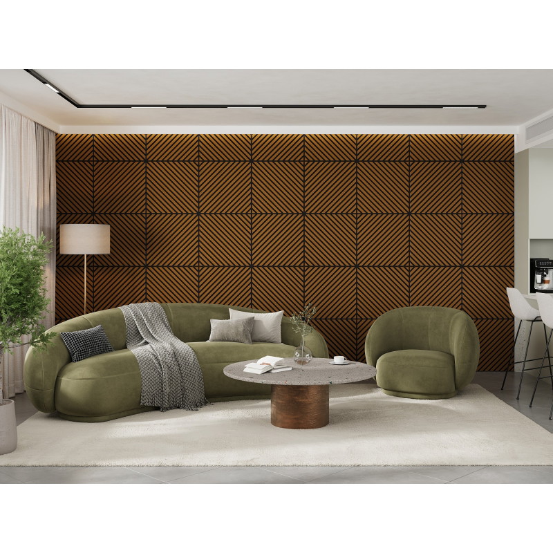 Mexen Linea 39 akustický nástěnný panel 60 x 60 cm (4 ks), plsť 9 mm, technická dýha, Přírodní Dub - S110-60607-39-042