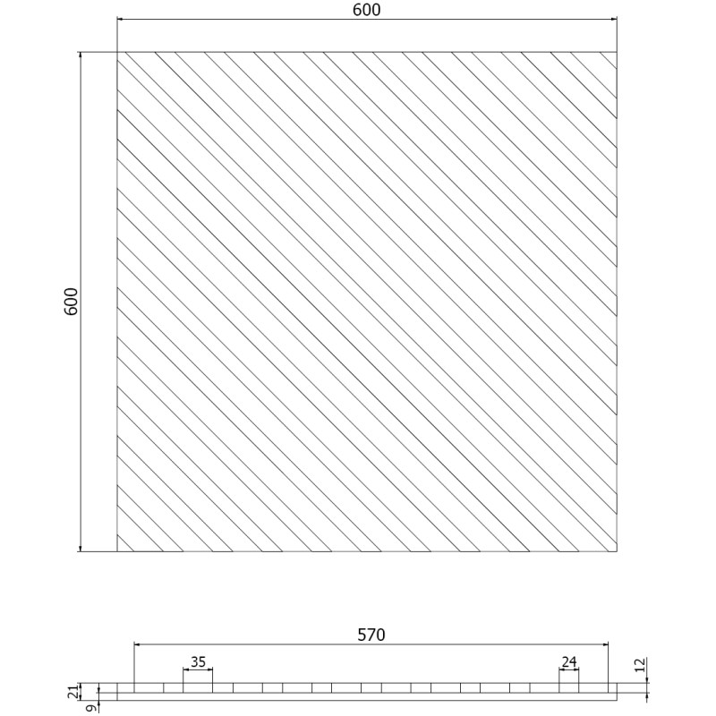 Mexen Linea 39 akustický stěnový panel 60 x 60 cm (4ks), plst 9 mm, technická dýha, Tmavý ořech - S110-60607-39-044