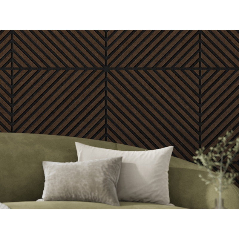 Mexen Linea 39 akustický stěnový panel 60 x 60 cm (4 ks), plsť 9 mm, technická dyha, Dub Mocca - S110-60607-39-045