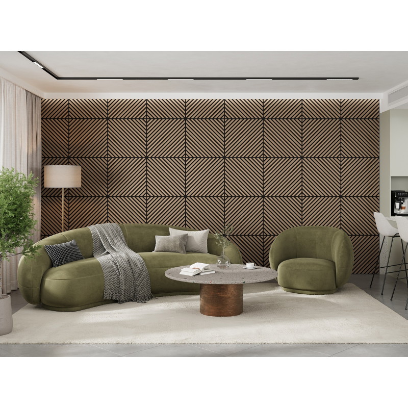 Mexen Linea 39 akustický nástěnný panel 60 x 60 cm (4ks), plsť 9 mm, technická dýha, Světlý ořech - S110-60607-39-047