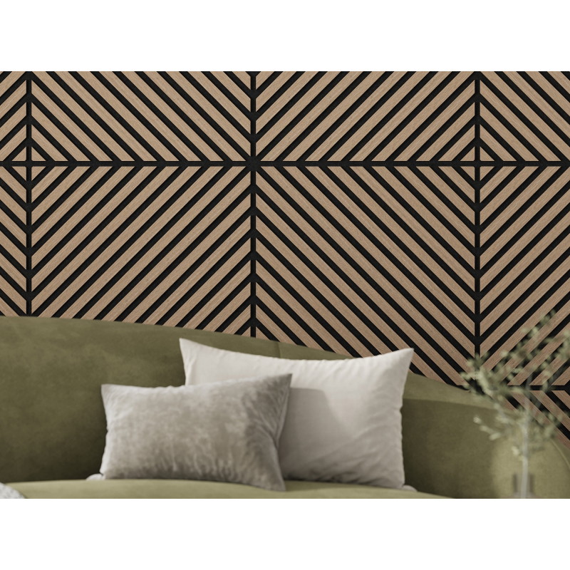 Mexen Linea 39 akustický nástěnný panel 60 x 60 cm (4ks), plsť 9 mm, technická dýha, Světlý ořech - S110-60607-39-047