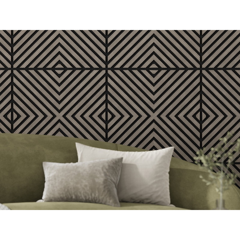 Mexen Linea 01 akustický nástěnný panel 60 x 60 cm (4ks), plsť 9 mm, technická dýha, Šedý Dub - S110-60607-01-043