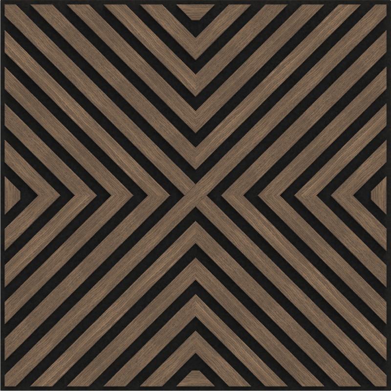Mexen Linea 01 akustický nástěnný panel 60 x 60 cm (4 ks), plst 9 mm, technická dýha, Tmavý ořech - S110-60607-01-044