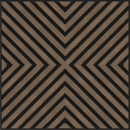 Mexen Linea 01 akustický nástěnný panel 60 x 60 cm (4 ks), plst 9 mm, technická dýha, Tmavý ořech - S110-60607-01-044