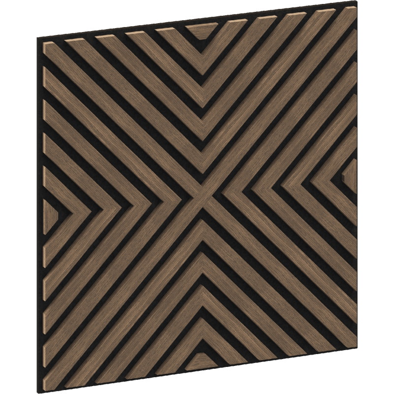 Mexen Linea 01 akustický nástěnný panel 60 x 60 cm (4 ks), plst 9 mm, technická dýha, Tmavý ořech - S110-60607-01-044