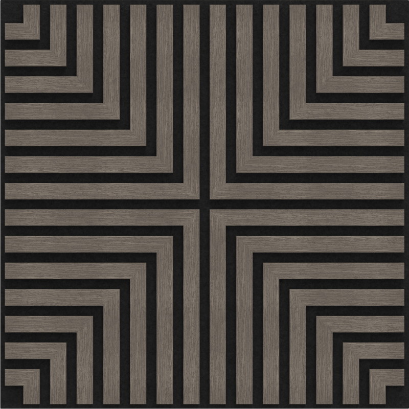 Mexen Linea 02 akustický nástěnný panel 60 x 60 cm (4 ks), plsť 9 mm, technická dýha, Šedý Dub - S110-60607-02-043