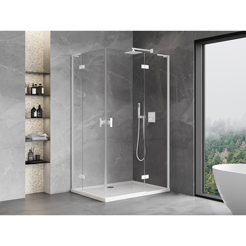 Mexen Mist-H L Duo sprchová zástěna otočná pravá 70 x 90 cm, transparentní, bílá - 8A5L-070L-090P-20-00