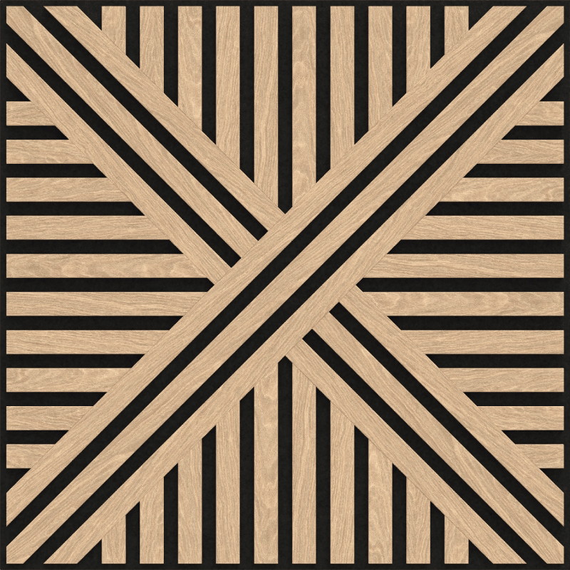 Mexen Linea 05 akustický stěnový panel 60 x 60 cm (4 ks), plsť 9 mm, technická dýha, Bělený Dub - S110-60607-05-040