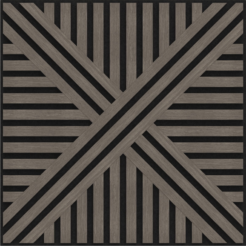 Mexen Linea 05 akustický nástěnný panel 60 x 60 cm (4ks), plsť 9 mm, technická dýha, Šedý Dub - S110-60607-05-043