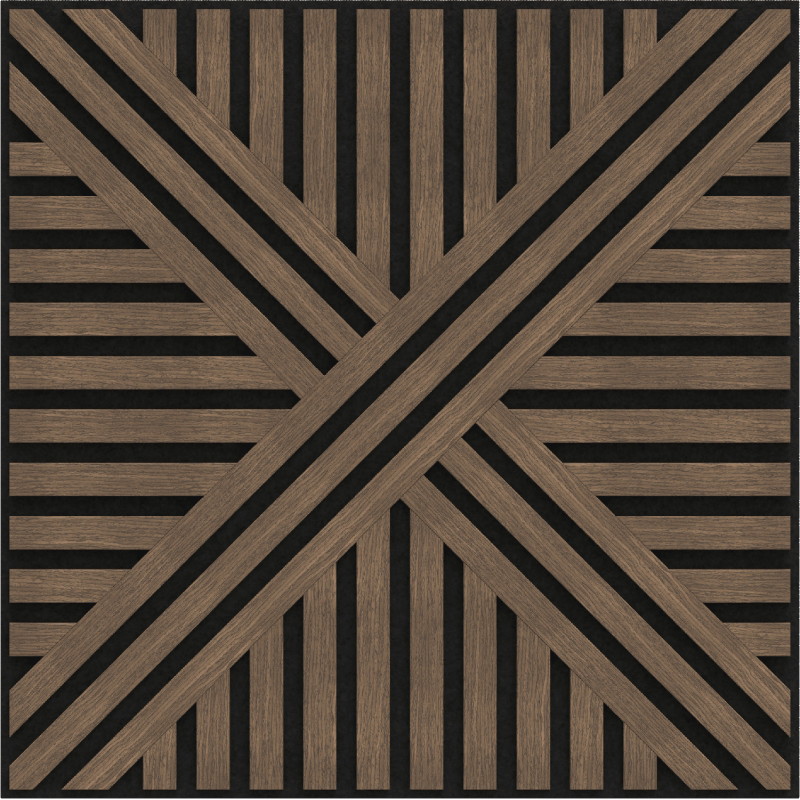 Mexen Linea 05 akustický nástěnný panel 60 x 60 cm (4ks), filc 9 mm, technická dýha, Tmavý ořech - S110-60607-05-044