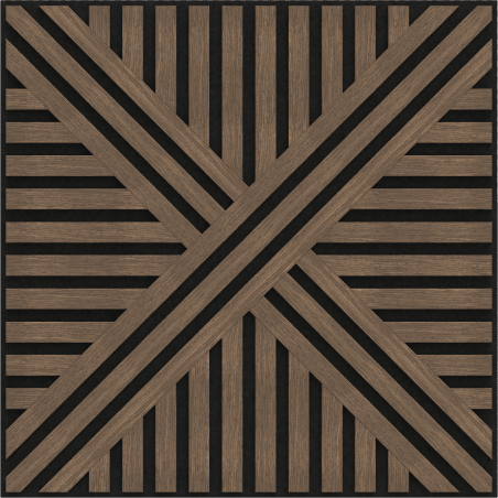 Mexen Linea 05 akustický nástěnný panel 60 x 60 cm (4ks), filc 9 mm, technická dýha, Tmavý ořech - S110-60607-05-044