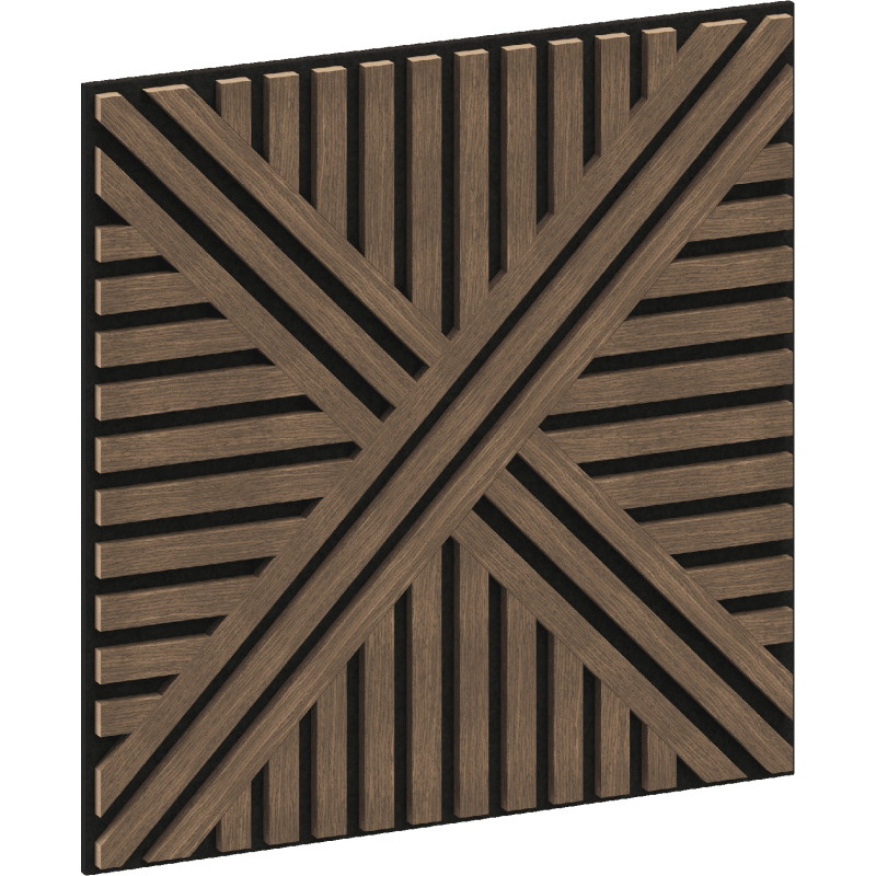 Mexen Linea 05 akustický nástěnný panel 60 x 60 cm (4ks), filc 9 mm, technická dýha, Tmavý ořech - S110-60607-05-044